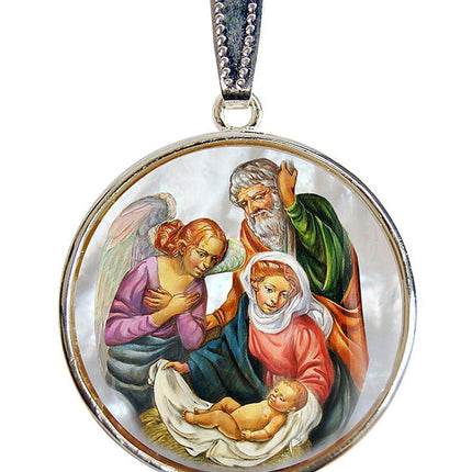 The Holy Family Silver Plated Mother of Pearl Necklace - 43020-1