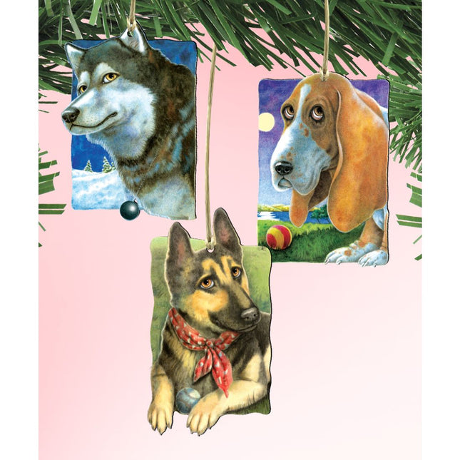 My Best Outdoor Friends Dogs Wooden Ornaments Set of 3 by Laura Seeley - Pets Dog and Cats Decor - 8100090S3-LS-0