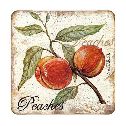 Peaches Wooden Cork Coasters Gift Set of 4 by Nature Wonders - Nature Wildlife Decor  - 8198632C-S4-3
