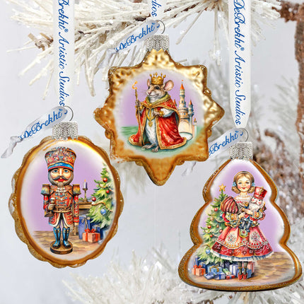 Nutcracker Mercury Glass Ornaments Set of 3 by G. Debrekht - Christmas Decor - 770149S3-0