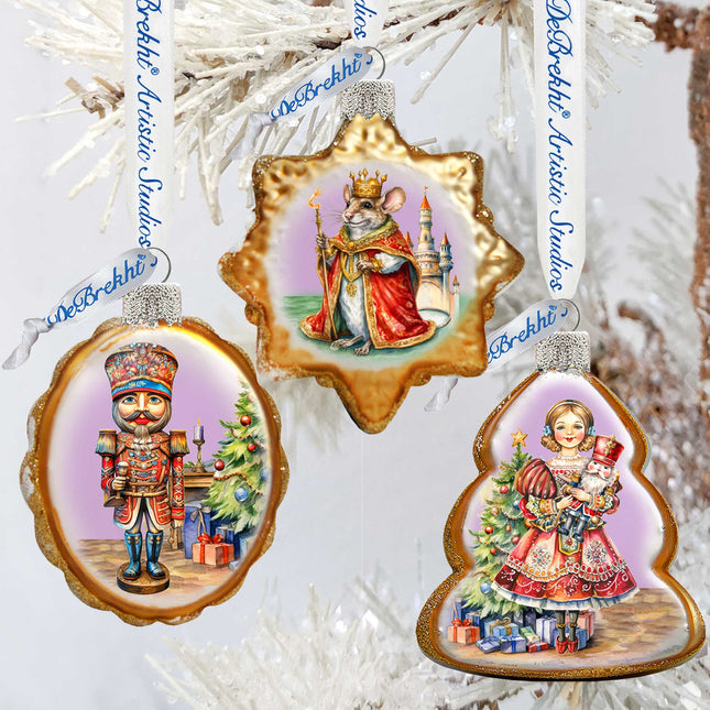 Nutcracker Mercury Glass Ornaments Set of 3 by G. Debrekht - Christmas Decor - 770149S3-0