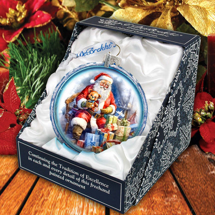Santa Ball Glass Ornament by G. Debrekht - Christmas Santa Snowman Décor - 73563C-1