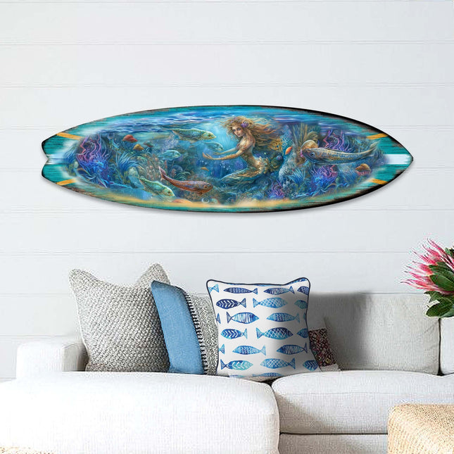Mermaid Kingdom Surfboard Coastal Wall Art by G. DeBrekht - Coastal Holiday Decor - 8490115HS-0