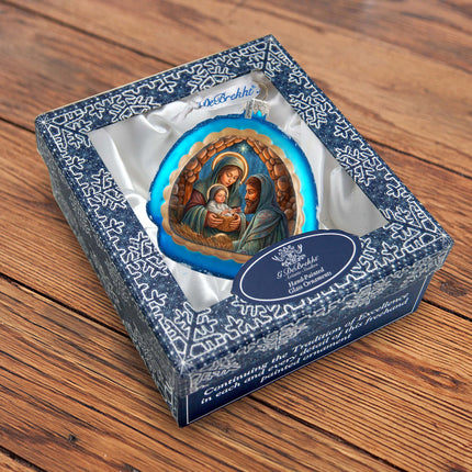Holy Family Rainbow Glass Ornament by G. Debrekht - Nativity Holiday Decor - 756-017-4