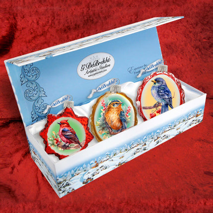 Forest Birds Mercury Glass Ornaments Set of 3 by G. Debrekht - Wildlife Holiday Décor - 770147S3-1