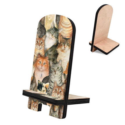 Sophisticated Cats Cell Phone Stand Family Decor - Wood Mobile Tablet Holder Charging Station Organizer - 892039-2