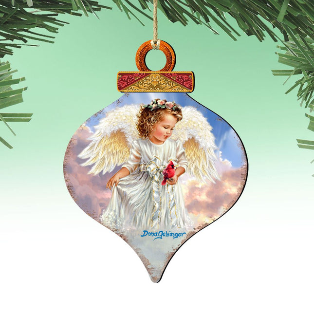 Angel with Cardinal Wooden Ornaments by Gelsinger - Nativity Holiday Decor - 8031154-DG-0