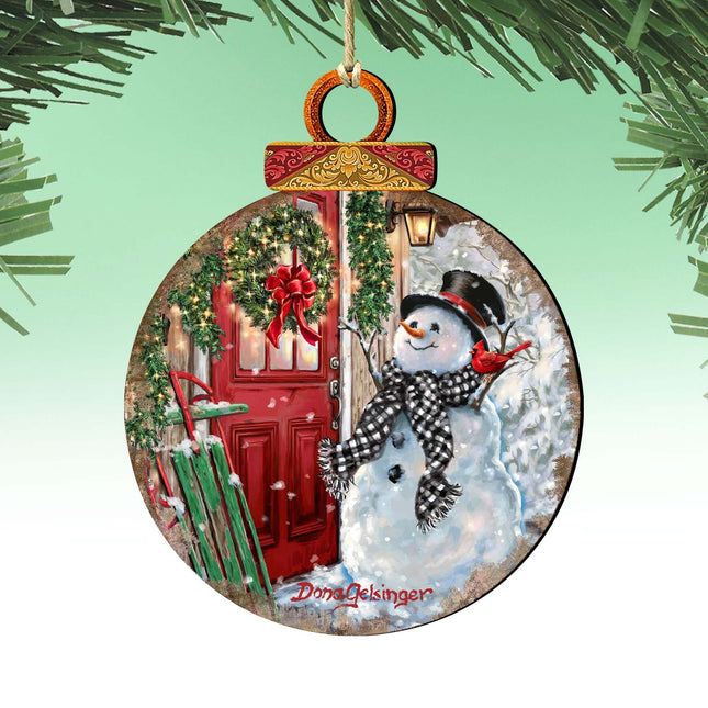 Winter Arrival Snowman Wooden Ornaments by Gelsinger - Christmas Santa Snowman Decor - 8121127DG-0