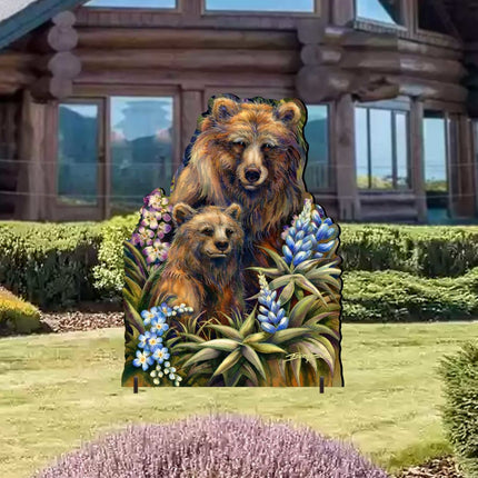 Grin & Bear it Grizzly Mother & Cub Wildlife Outdoor Decor by J. Bergsma - Wildlife Holiday Decor - 8591947F-JB-1