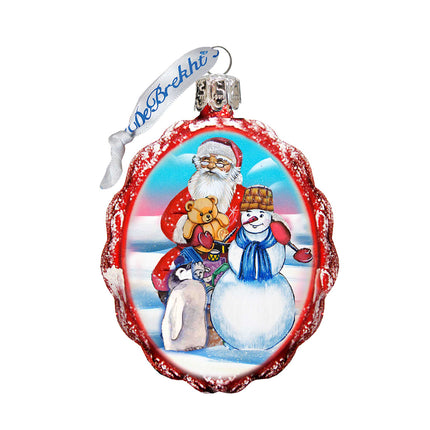 Gift Giving with Snowman Santa Mercury Glass Ornament by G. DeBrekht - Christmas Santa Snowman Decor - 773013-2-4