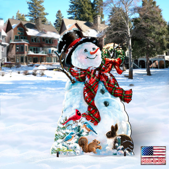 An Old-Fashioned Christmas Outdoor Yard Sign by D Gelsinger Featuring Santa and Snowman Decor - 8461024F-1563-0