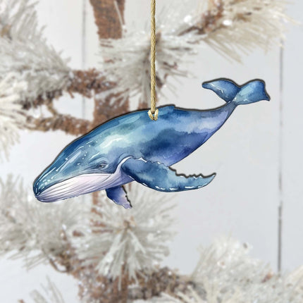 Blue Humpback Whale Wooden Ornaments by G.Debrekht - Wildlife Holiday Decor - 8710103-1-3