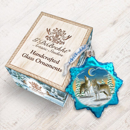 Wolves in The Winter Moon Mercury Glass Ornament by G. DeBrekht - Wildlife Holiday Decor - 771011-2