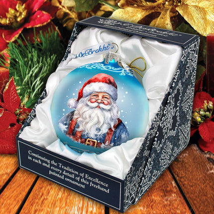 Santa's Magical Presence Ball Glass Ornament by G. Debrekht - Christmas Santa Snowman Decor - 73375-3