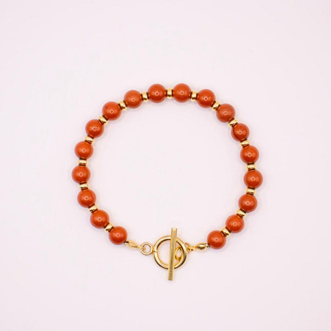 CIRCE | Bracelet in red jasper and 18 and 24 carat gold plated-0