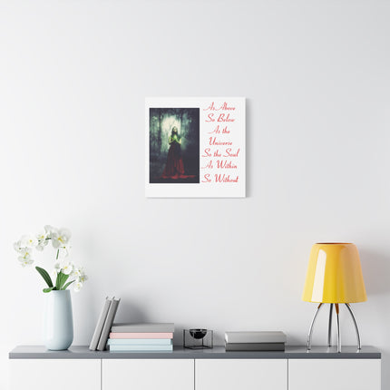 As Above So Below Inspirational Wall Canvas - Mystical Woman Quote Stretched Matte Canvas