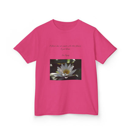Inspirational Kids Tee – “A Flower Just Blooms” Nature Graphic Shirt