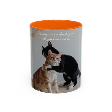 Cat Lovers Accent Mug – 11oz Ceramic Cup with Sleepover Quote
