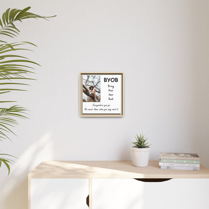 Framed Canvas Wall Art — "BYOB: Bring Your Own Book" Inspirational Reading Print