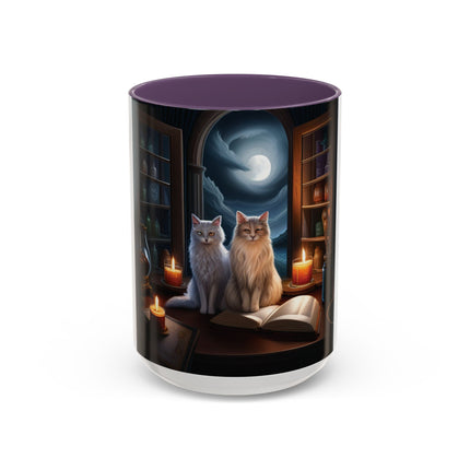 Magical Cats Accent Mug – 15oz – Cozy Gift for Cat & Book Lovers