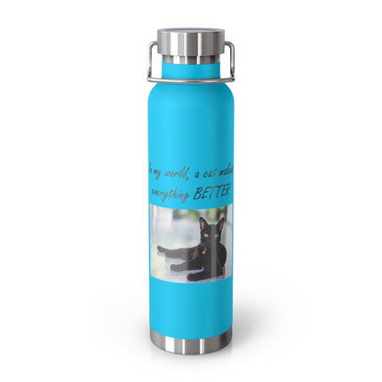 Cat Lover's 22oz Copper Vacuum Insulated Bottle - Inspirational Pet Design