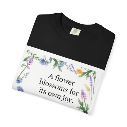 Oscar Wilde Floral Quote T-Shirt – "A Flower Blossoms for Its Own Joy"