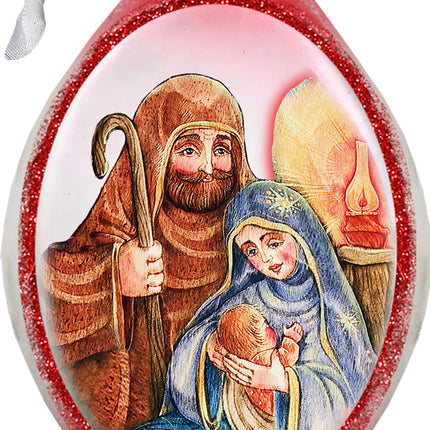 Nativity Red Drop Glass Ornament by G. DeBrekht - Nativity Holiday Decor - 757-021R-0