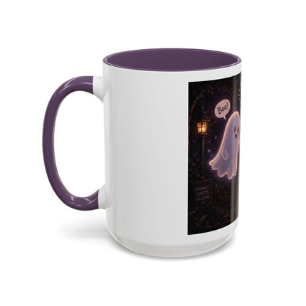Halloween Ghost Coffee Mug — “Boo is just hello in ghost language” Accent Mug