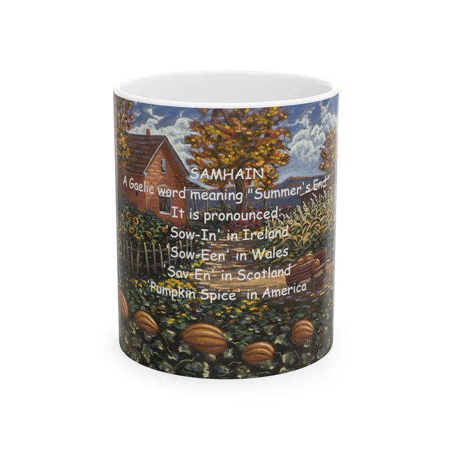 Samhain Ceramic Mug - 11oz, Autumn-Inspired Coffee Cup with Gaelic Meaning