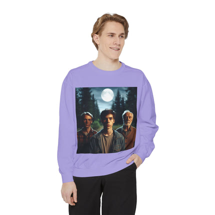 Unisex Garment-Dyed Sweatshirt - Vintage Forest Vibes Graphic
