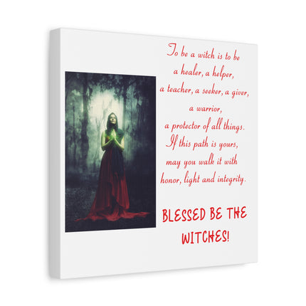 Blessed Be The Witches Canvas Wall Art — Inspirational Witch Quote Matte Canvas