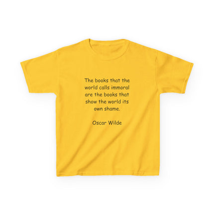Oscar Wilde Kids Tee – “Books & Shame” Quote – Heavy Cotton T-Shirt
