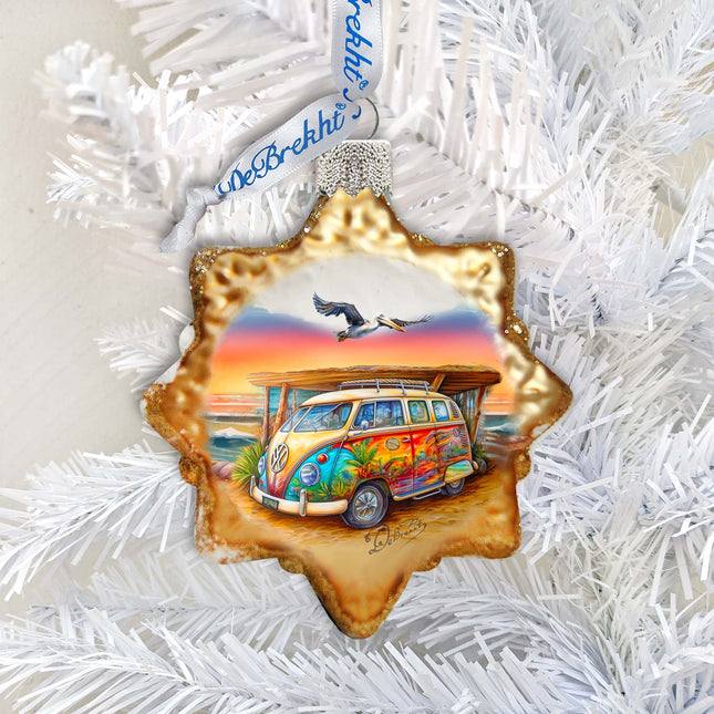 Nautical Christmas Decor - Beach Van Keepsake Glass Ornaments by G. Debrekht - Coastal Holiday Decor - 777395-0