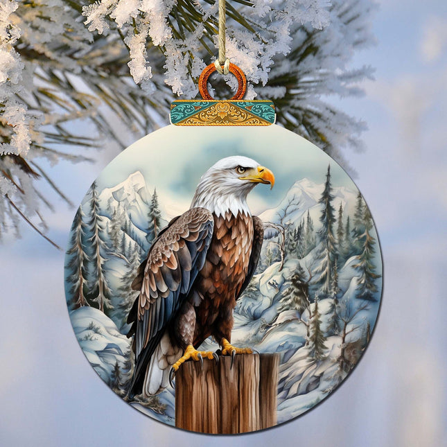 Bald Eagle in Alaska Wooden Ornaments by G.Debrekht - Wildlife Holiday Decor - 870061-0