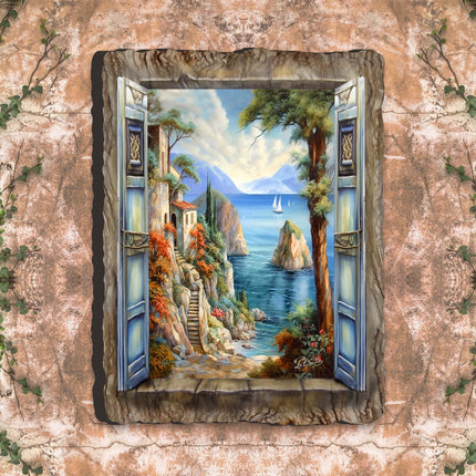 Mediterranean View Wall Art by G. DeBrekht Coastal Decor - 8492101W-4