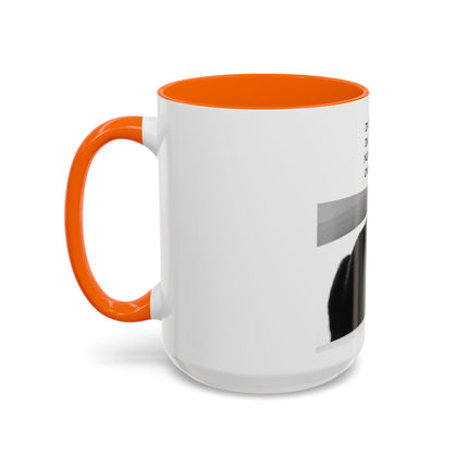 Black Cat Coffee Mug — “In the Here In the Now No Worries Only Meow” Accent Mug