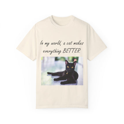 In My World Cat T-Shirt – Unisex Garment-Dyed Tee for Cat Lovers
