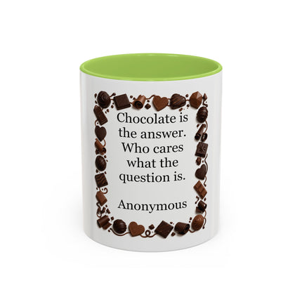 Coffee Mug - "Chocolate is the answer. Who cares what the question is."