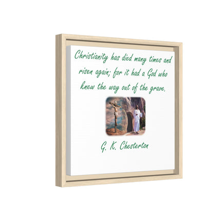 Framed Canvas Wall Art — G.K. Chesterton Easter Quote with Resurrection Image