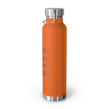 22oz Copper Vacuum Insulated Bottle – Blue Motivational Quote Design
