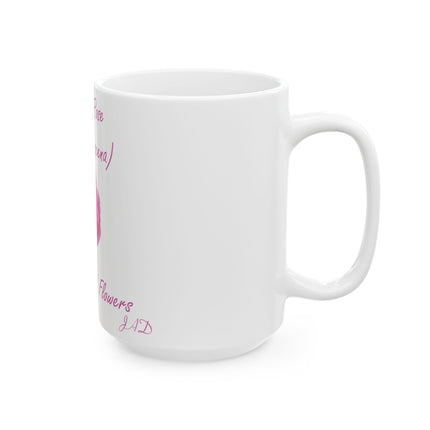 Damask Rose Ceramic Mug – Queen of Flowers, 15oz Gift