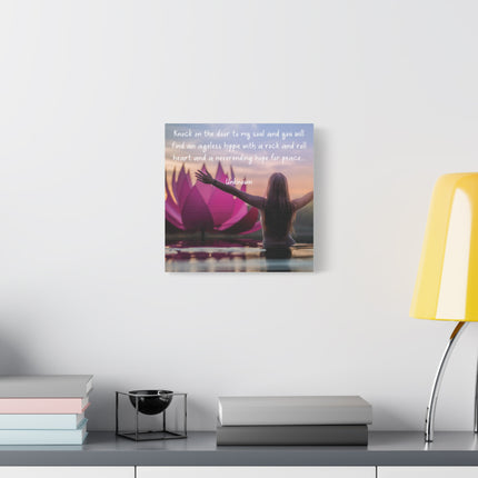 Inspirational Yoga Wall Art Canvas – “Knock on the door to my soul…” Quote