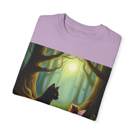 Whimsical Fairy & Cat Tee – Nature-Inspired Unisex Graphic Shirt