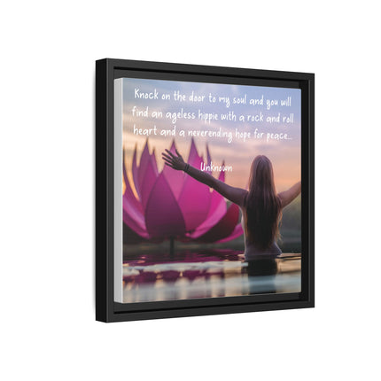 Framed Wall Art - 'Ageless Hippie' Inspirational Yoga Canvas