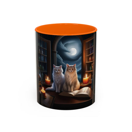 Cozy Cat Accent Mug – 11oz – Candlelight & Moonlight for Book Lovers