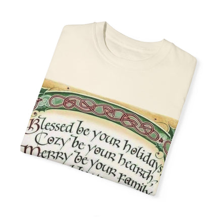 Blessed Be Your Holiday Tee – Celtic-Inspired Unisex Garment-Dyed