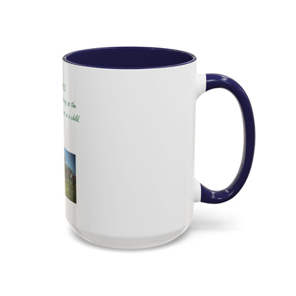 Flower Child Coffee Mug — 'Flower Child' Photo Mug with Green Script (11/15 oz)