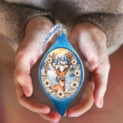 Majestic Forest Deer Drop Glass Ornament by G. Debrekht - Wildlife Holiday Decor - 757-047-2