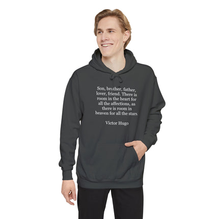 Victor Hugo Quote Hoodie — "Son, brother, father, lover, friend" Literary Pullover