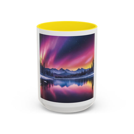 Aurora Lake Accent Coffee Mug — Northern Lights Landscape 11/15oz